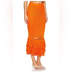 Beach Riot Vibrant Orange Midi Skirt